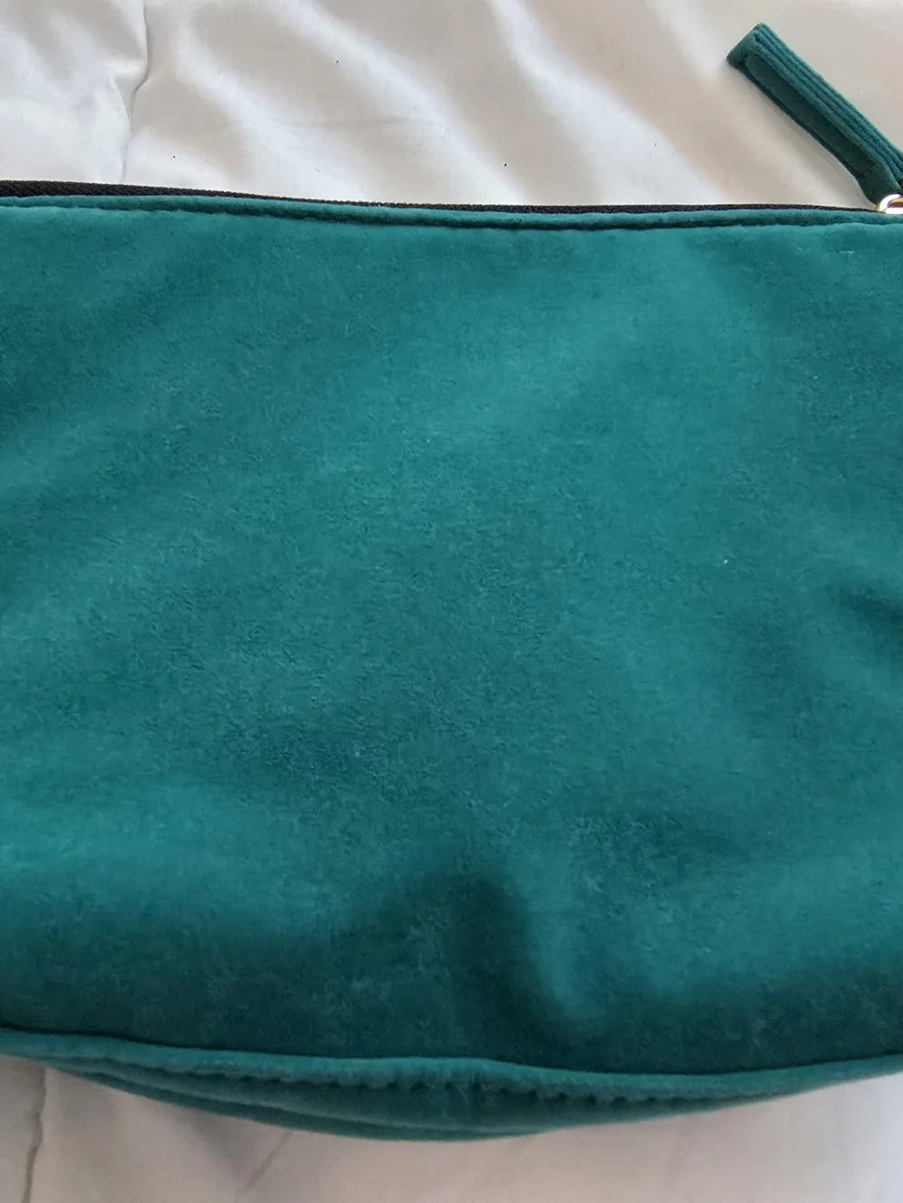 Kiehl's Teal Velvet Cosmetic Bag with Gold Embroidery